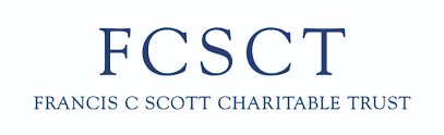 A blue and white FCSCT Francis C Scott Charitable Trust logo