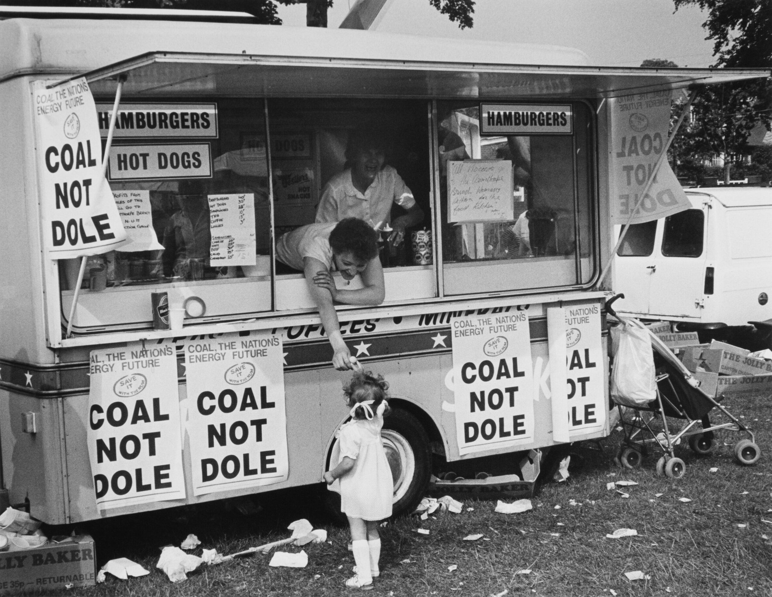 Buying an ice cream at Yorkshire Miners’ Gala. June 1984
